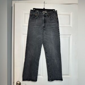 Levi's Ribcage Straight Ankle Jeans Black Women's 28